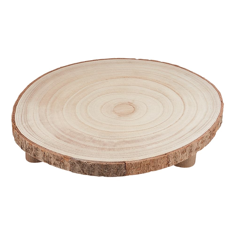UNICRAFTALE - Soporte para tartas de madera, estante redondo de flores pedestal de madera, para cupcakes, rebanada con 3 pies, soporte rústico para boda, cumpleaños, interior al aire libre