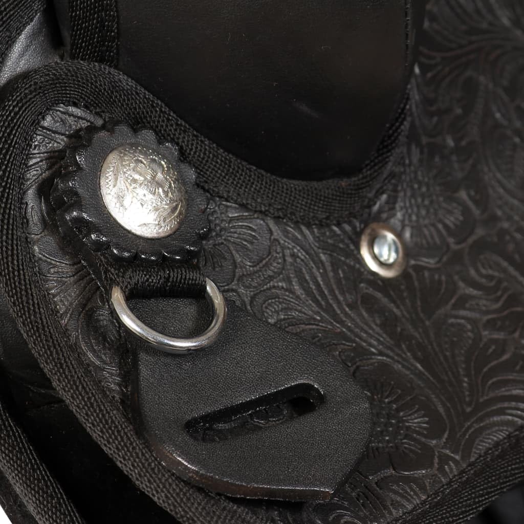 Sella Western Testiera e Pettorale in Vera Pelle 12" Nero, Articoli Sportivi,Ricreazione all'aperto,Equitazione,Finimenti per Cavalli,Selle, 6.32kg-91355