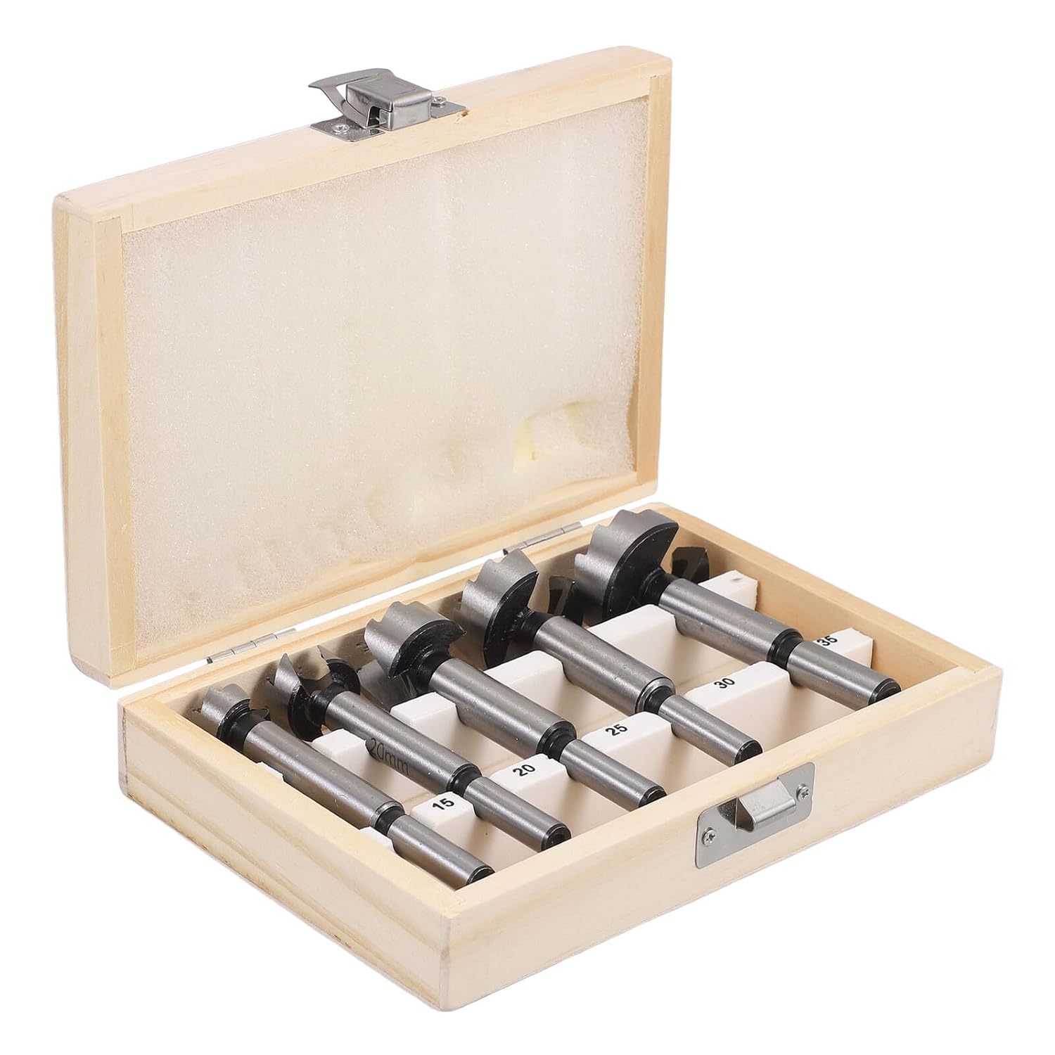 LIFKOME 5pcs Multi-Tooth Forstner Drill Bit Set Round Shank Steel Woodworking Drill Bits for Precision Hinge Cutting and Flat Wing Wood Drilling Small Kit for DIY and Industrial Use