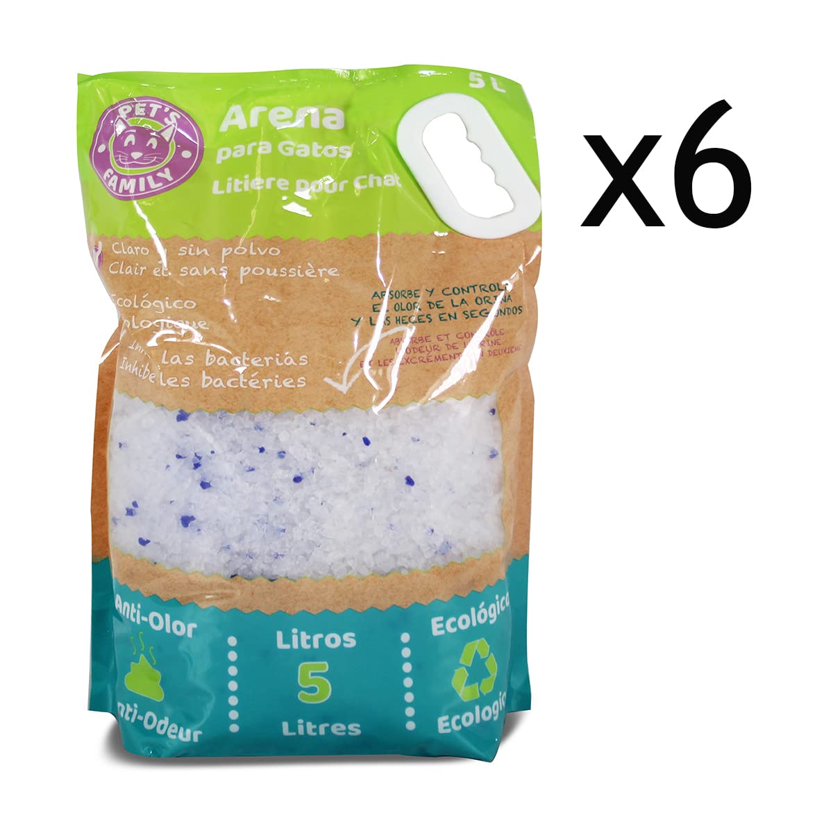 Paquete de 6 Arena ecológica para Gatos, Arena para Gatos Antiolor - 5 L -JUANIO-