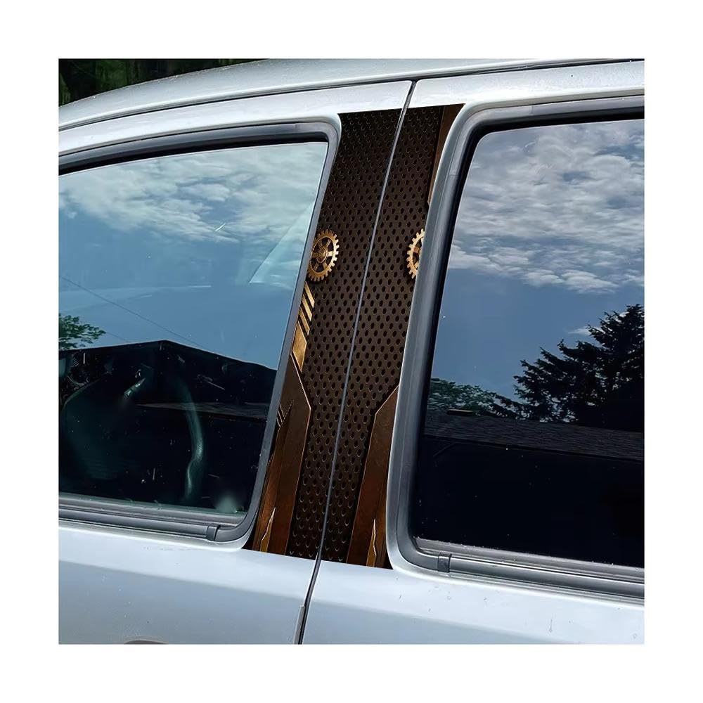 Car Pillar Decals Waterproof Stickers Gear Mechanical Pattern Glossy Protective Polyethylene Film