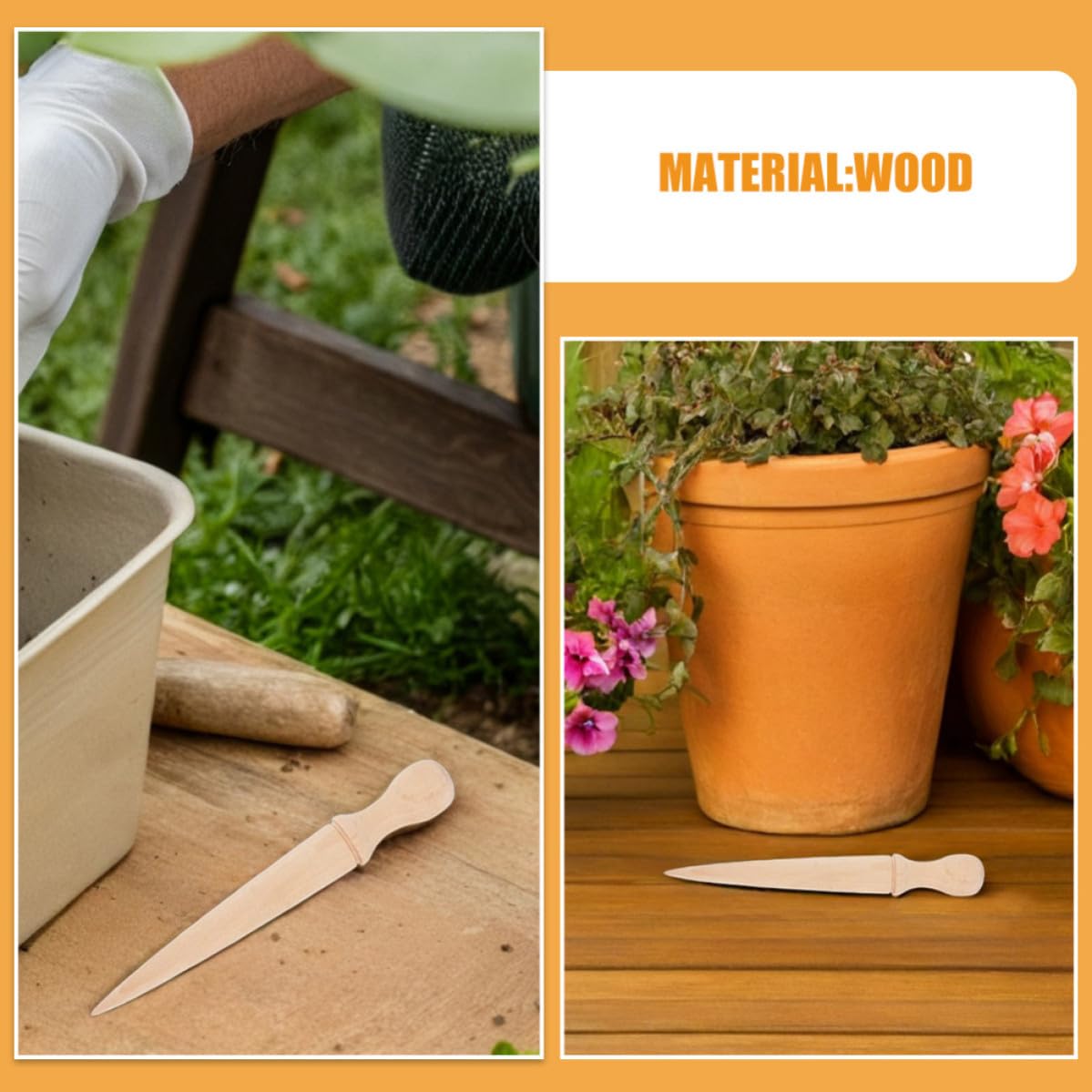 BESPORTBLE 6 Piezas Herramienta Manual de Jardinería Mango de Madera, Fácil de Limpiar, para Excavar y Sembrar Jardín, Utensilio Versátil para Entusiastas Jardinería