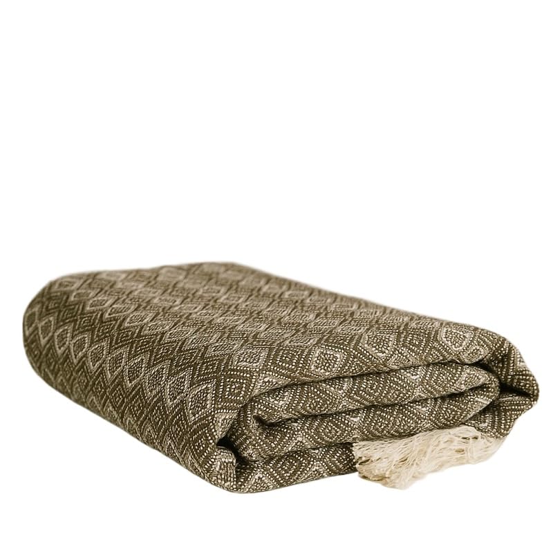 Manta Para Sofá Gigante 240x180 Capa Protetora Algodão Proteção Total(Tambaba MARROM COM BRANCO)
