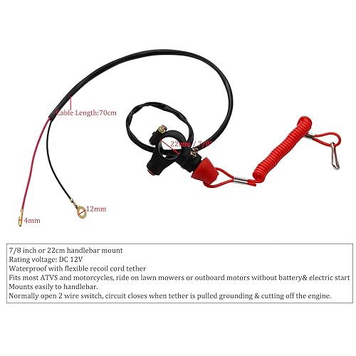 Miniatura 2 de Botón de interruptor Stop Kill de 43 cc, 47 cc, 49 cc, Mini Pit Pocket Rocket Quad Dirt Bike ATV (rojo)