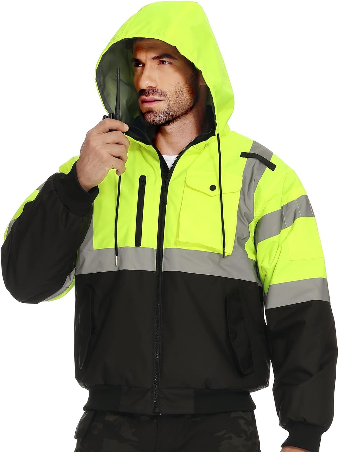 KEMIMOTO Heated Safety Jacket for Men, Waterproof Hi Vis Jacket Cold Weather, Winter Work Coat, Reflective Jacket - Image 2