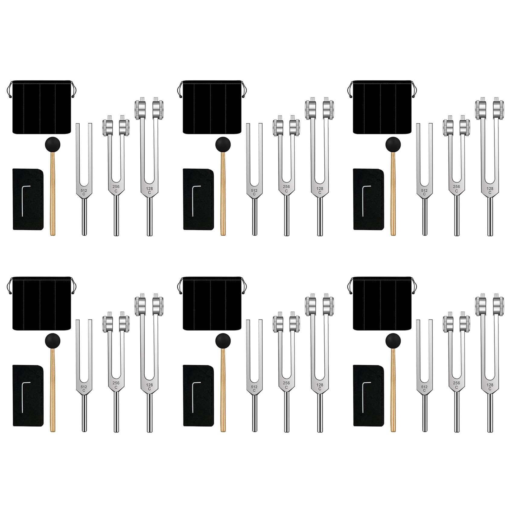 ISTOVO Stimmgabel-Set, 18 Stück, 128 Hz, 256 Hz, 512 Hz, perfekt für Heilung, Chakra, Klangtherapie, Körperhaltung