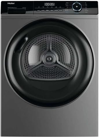Haier HD80-A2939S Freestanding Heat Pump Tumble Dryer, 8kg Load, Graphite [Energy Class A++] [Energy Class E]