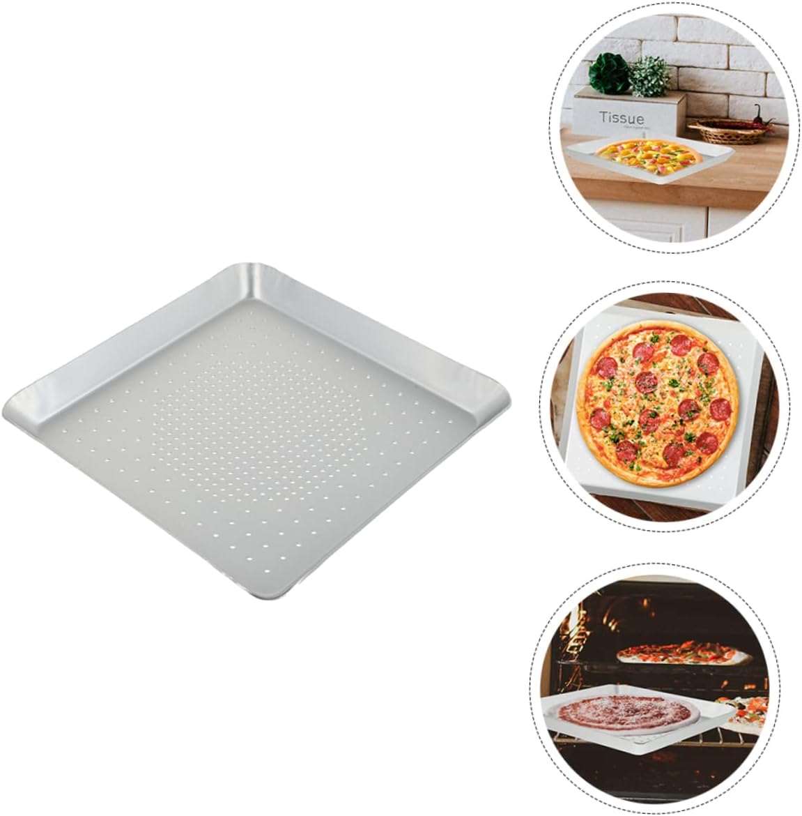 Zerodeko 1pc Square Perforated Pizza Baking Pan for Home Baking Nonstick Aluminum Pizza Tray Resistant Easy Demold Design