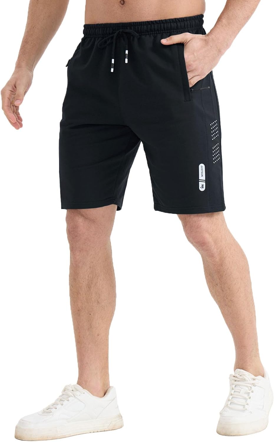 FizzPop Mens Shorts Casual Gym Athletic Workout Running Sweat Cotton Stretch Shorts with Zipper Pockets Basketball Tennis
