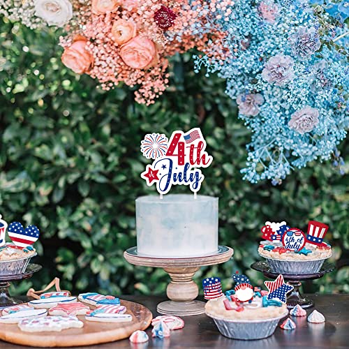 4Th Of July Cupcake Toppers 73Pcs Patriotic Red White Blue Cake Topper For Independence Day Cake Decoration Fourth Of July Party Supplies #TOP2