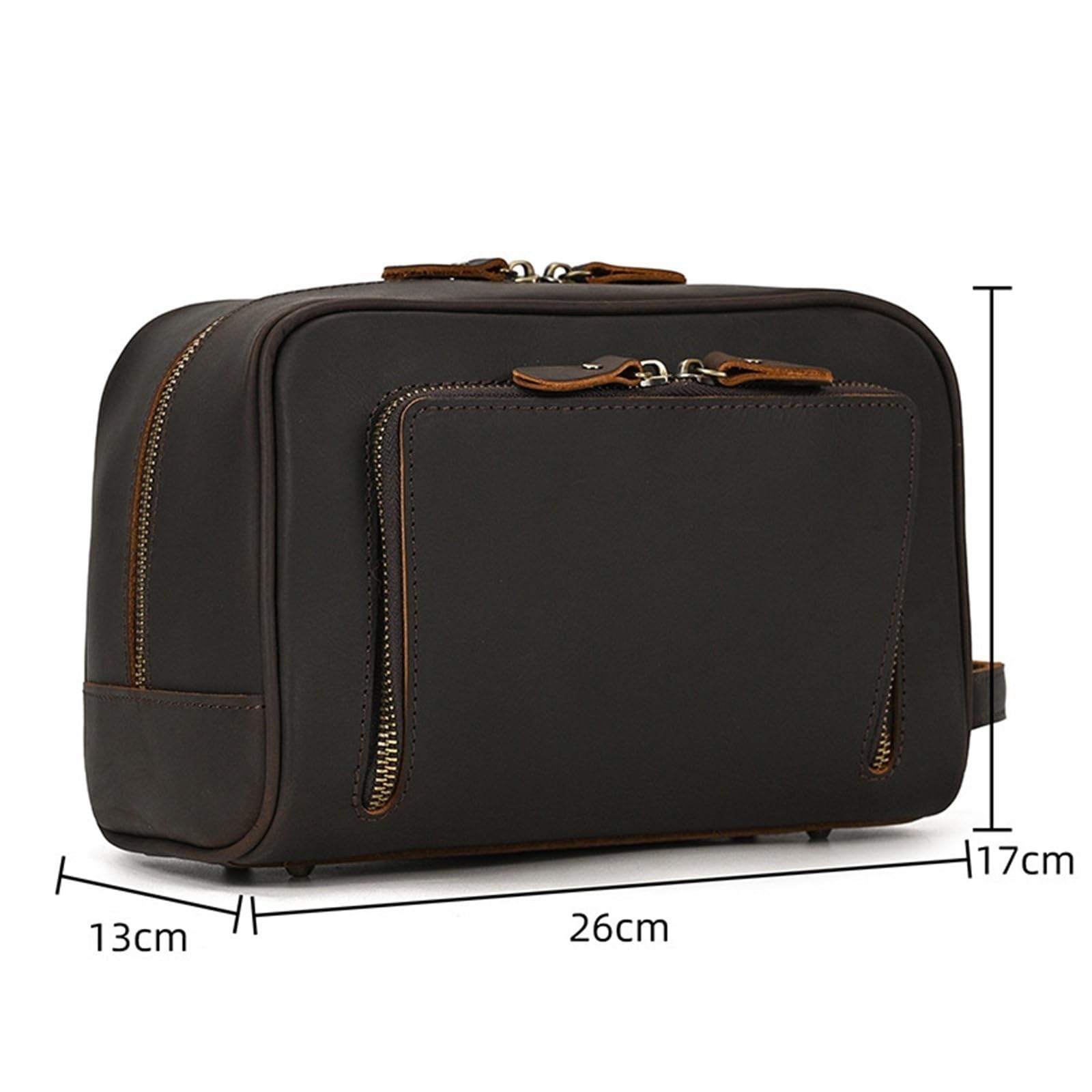 Neceser de Maquillaje Bolsa de cosméticos Cuero for Hombres y Mujeres, Maquillaje, Lavado portátil, Estuche Ducha, Bolso Mano, artículos tocador Viaje(1 Dark Brown)