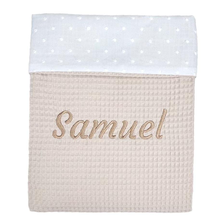 Manta Personalizada de bebé-Arrullo para Verano.Regalo Recien Nacido.Mantas Infantiles. Multiusos (Plumeti+wafflecamel)