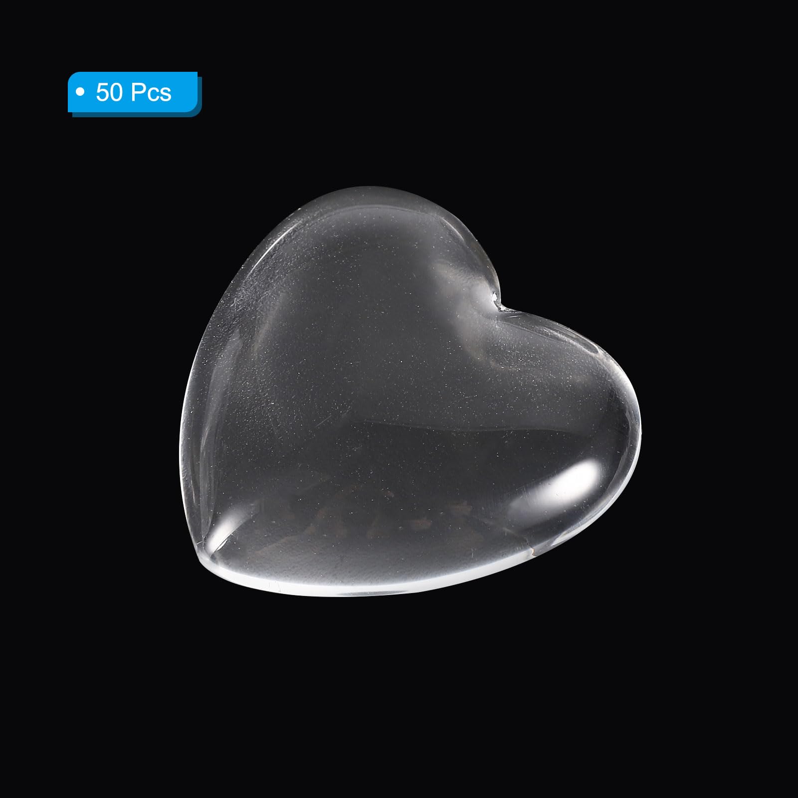 PATIKIL Transparent Glass Cabochons, 50Pcs 30x30mm Heart Shaped Glass Dome Tiles for Photo Pendant Jewelry Making Clear - Image 3