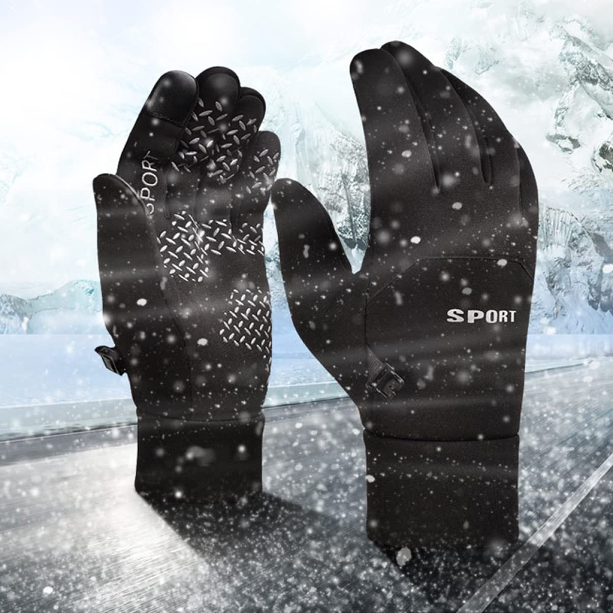 Guantes De Ciclismo Calentadores Accesorios Sin Dedos Poseedor Apretones Guantes De Dedo Guantes De Invierno Black