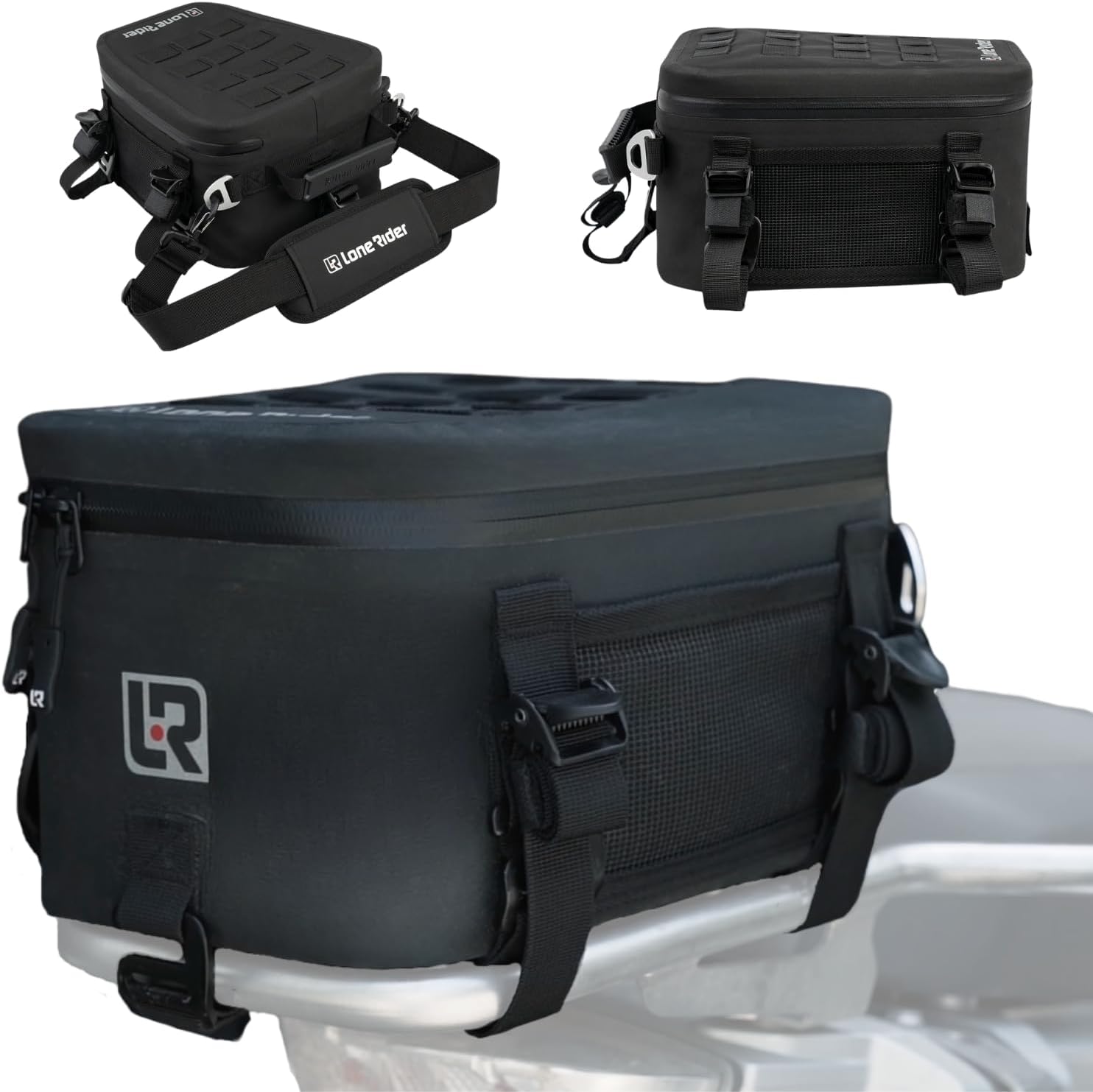 Lone Rider Motorcycle Tail Pack 8L - Waterproof Motorbike Tailpack Dry Bag with MOLLE Top, Cam Buckle and Loop Webbing Mounts - Fits Most Seats, Rear Racks, Panniers and Saddlebags