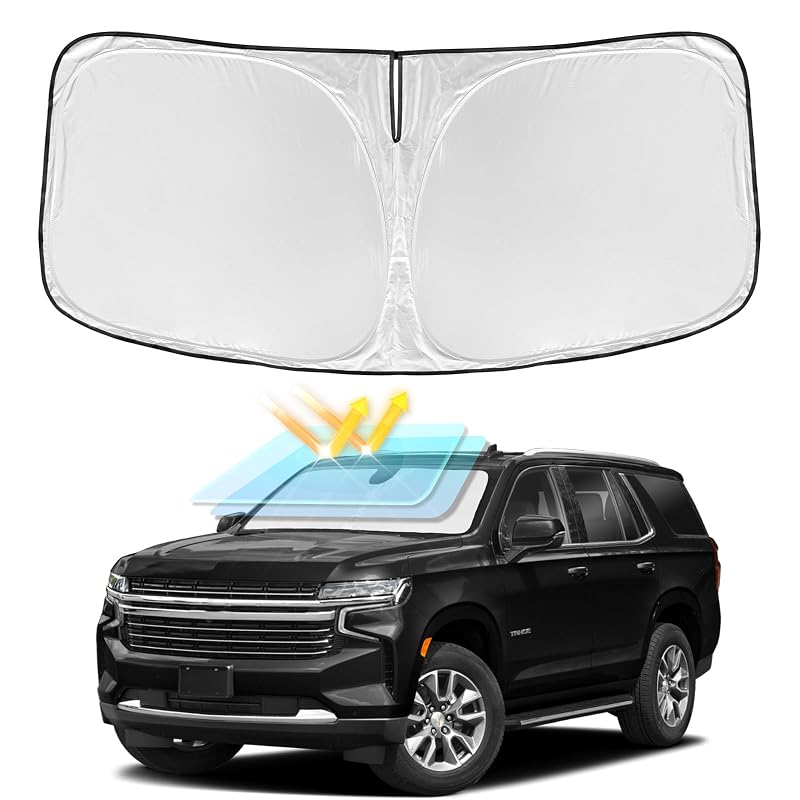 Protetor Solar para Para-brisa Chevrolet Tahoe 2021–2026, Dobrável, 4 Camadas, ZOIBV
