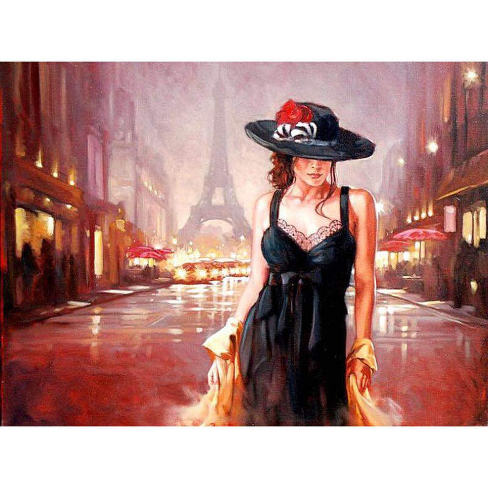 Peinture par numéros femme parisienne art moderne sur toile sans cadre 40x50cm