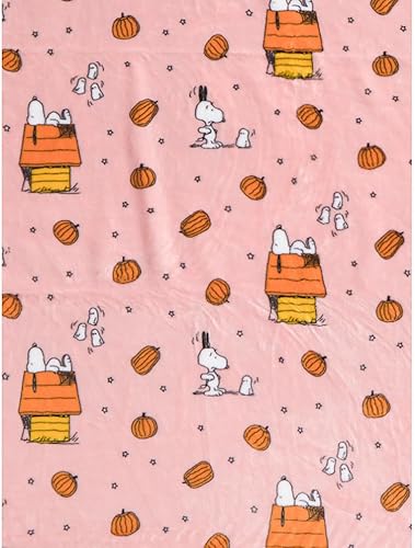 Mantas y mantas de Halloween de Peanuts (rosa con calabazas y fantasmas, 50 x 70 pulgadas)
