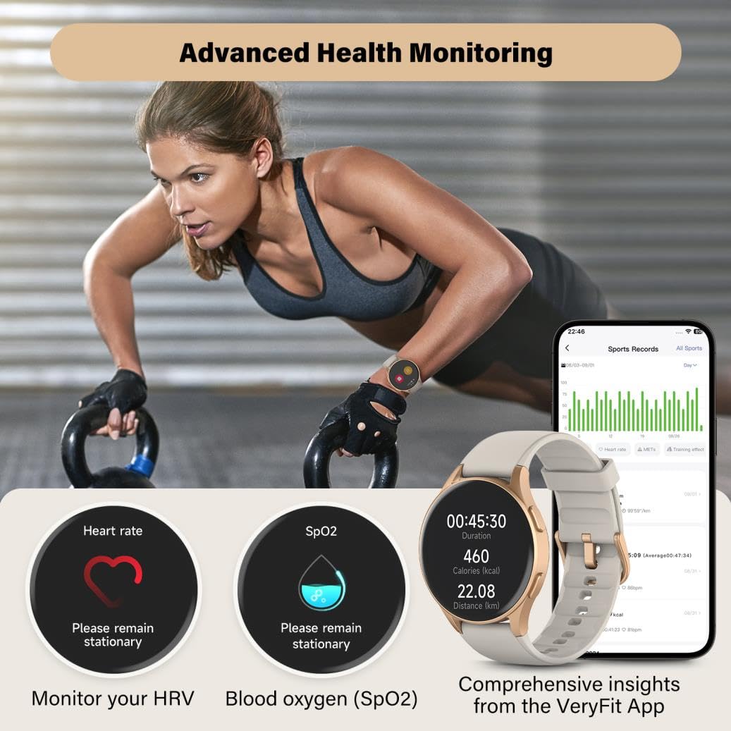 Reloj inteligente para mujer, Alexa integrado, GPS, HRV, VO2 Max, oxígeno en sangre, monitor de sueño y estrés, brújula, altímetro, AMOLED de 1.32 pulgadas, fitness y salud de la mujer 2