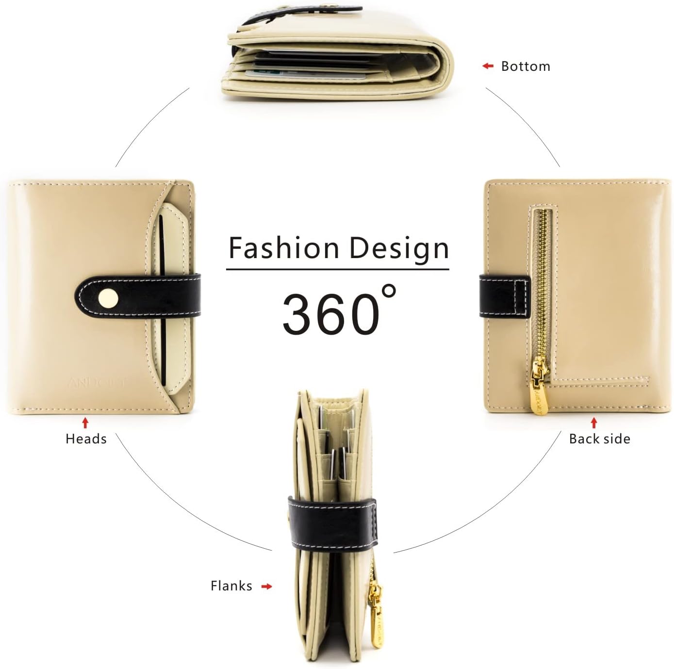 ANDOILT Wallets for Women Genuine Leather Small Bifold Wallet RFID Blocking Card Case Purse with ID Window Coin Pocket | Small, RFID Blocking, Card Case, Purse, with ID Window, Coin Pocket - Image 4