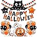 Halloween Decoración, Halloween Murciélago Globos Set, Happy Halloween Decoración, Calabazas y Guirnaldas de Arañas, Globos de Halloween con Fantasmas y Calabazas para Decoración de Fiestas