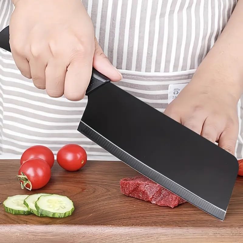 Image of Stainless Steel 3 PCS Knife Set, Chef's,3-Piece High Carbon Slicing Cleaver Knives, Soft Ergonomic Handle, Ultra-Sharp Rust-Resistant, Black, 1-Pack