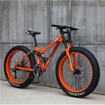Bicycle 24/26-inch MTB Top, Fat Wheel Bike/Fat Bike/Fat Tire Mountain Bike, Beach Cruiser Fat Tire Bike Snow Bike Fat Big Tire Bicycle 21 Speeds For Adults, High Carbon Steel Frame, Shock