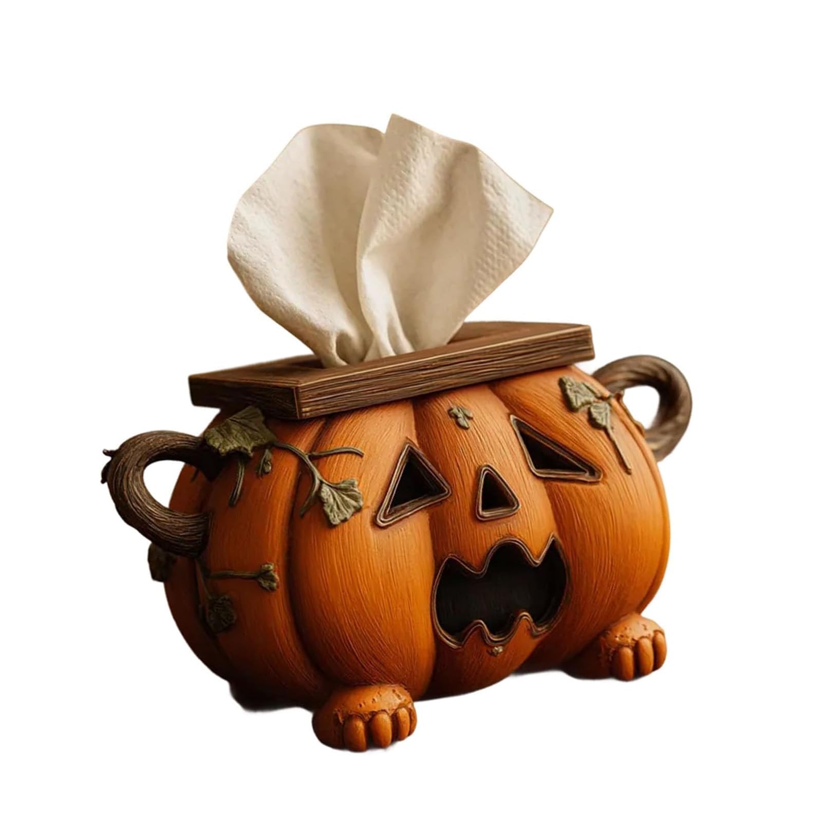 Pumpkin Napkin Dispenser Halloween Themed Resin Box for Kitchen Countertop Holiday Accessory Halloween Party Decoration Tissue Organiser