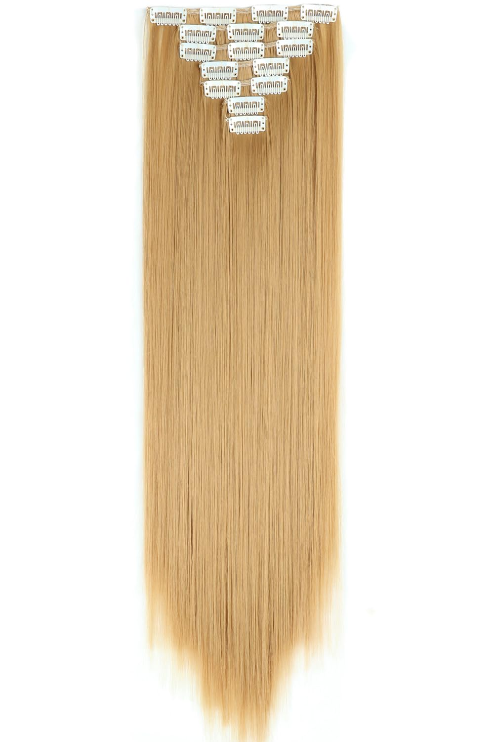 Royalfirst Clip in Hair Extensions for Women 22 Inch 7PCS Clip Ins Long Straight Hair Extension Double Weft Synthetic Thick Hairpieces Halloween Cosplay Daily Use (27#) - Image 2