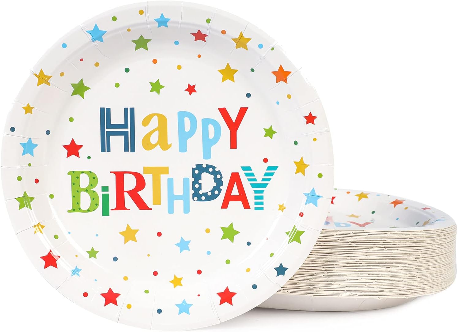 CENLBJ Happy Birthday Party Plates, 9inch50pcs, Birthday
