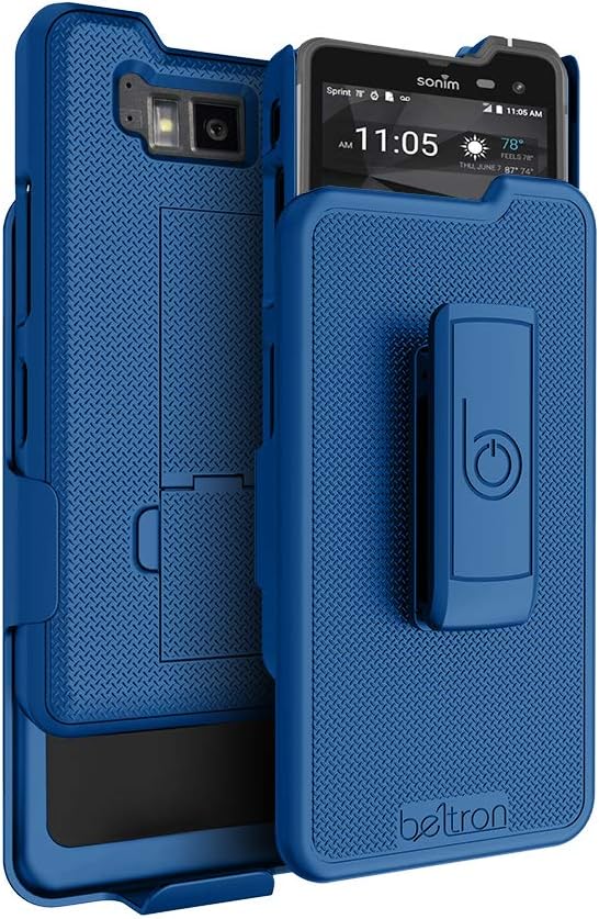 BELTRON Sonim XP8 Shell Case with Holster, Heavy Duty Belt Clip with Swivel Clip for Sonim XP8 (AT&T FirstNet Sprint XP8800) Features: Secure Fit & Built-in Kickstand (Blue)
