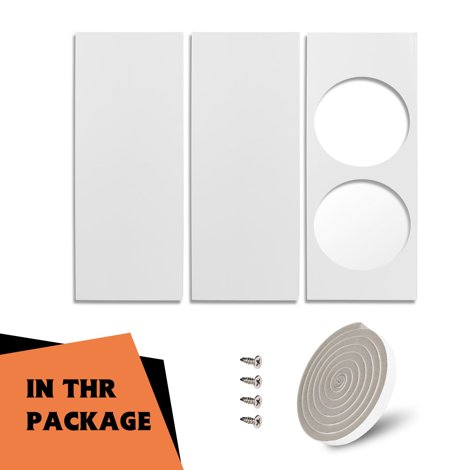 GCGOODS Kit de placas de sellado de ventana de manguera de aire acondicionado portátil, diseño de doble agujero, kit de ventana de CA ajustable con cinta de sellado de espuma, paneles de sellado