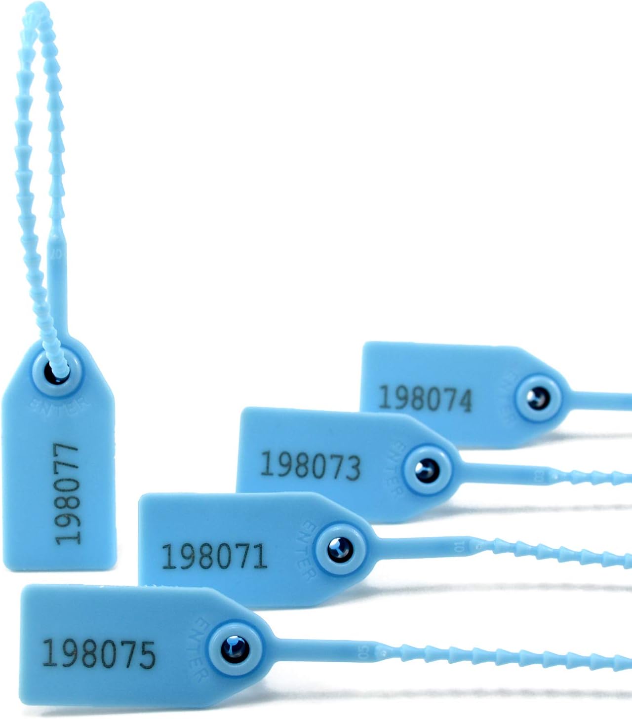 100 Numbered Plastic Tamper Seals Self Locking Security Tags Zip Ties Label for Fire Extinguisher 250mm (Light Blue) - Image 4