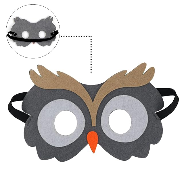 Foto 3 de 8 de Jtnohx Máscaras de Animales de Fieltro Máscaras de Halloween Búho 10 Piezas