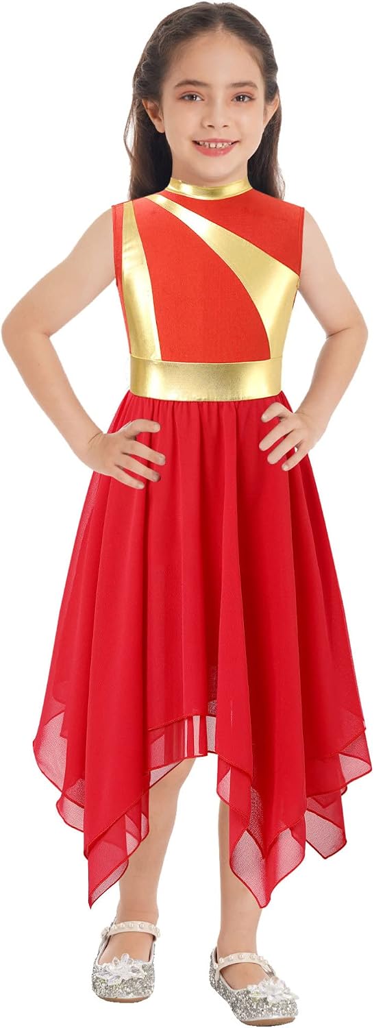 YiZYiF Robe De Danse Lyrique Asymétrique Pour Fille 6-16 Ans - Liturgique, église, Soirée