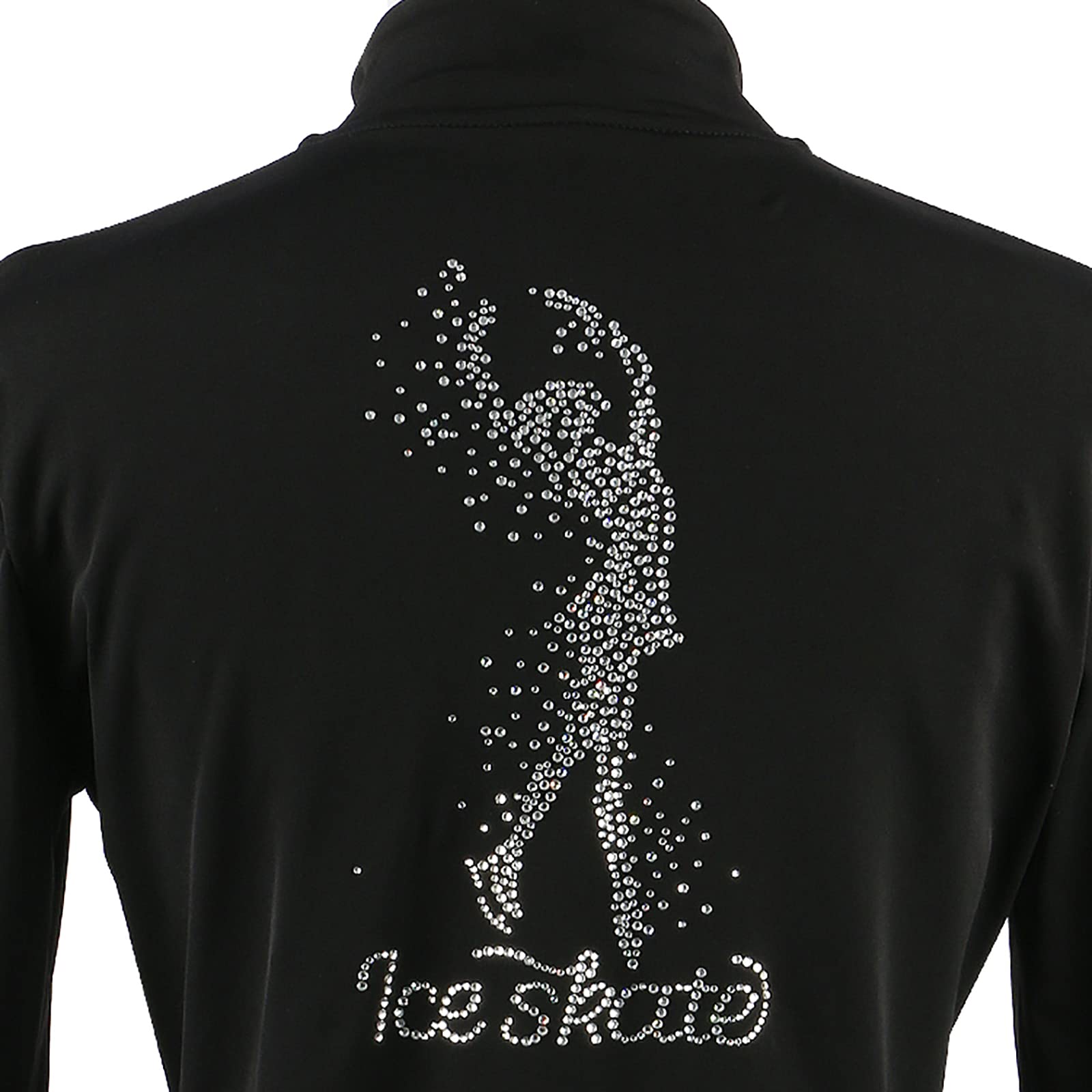 Eiskunstlauf Jacke Damen Mädchen Eislauf Trainings Tops mit Kristalldiamant(Size:l,Color:Jawohlchwarz-Dick)