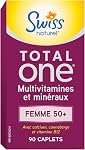 Swiss Natural Total Une vitamine multi & Minéraux Femmes 50+ avec Calcium, Cranberry & Vitamine B12, Sans Iron. Entretien quotidien pour la santé globale. 90 Caplets