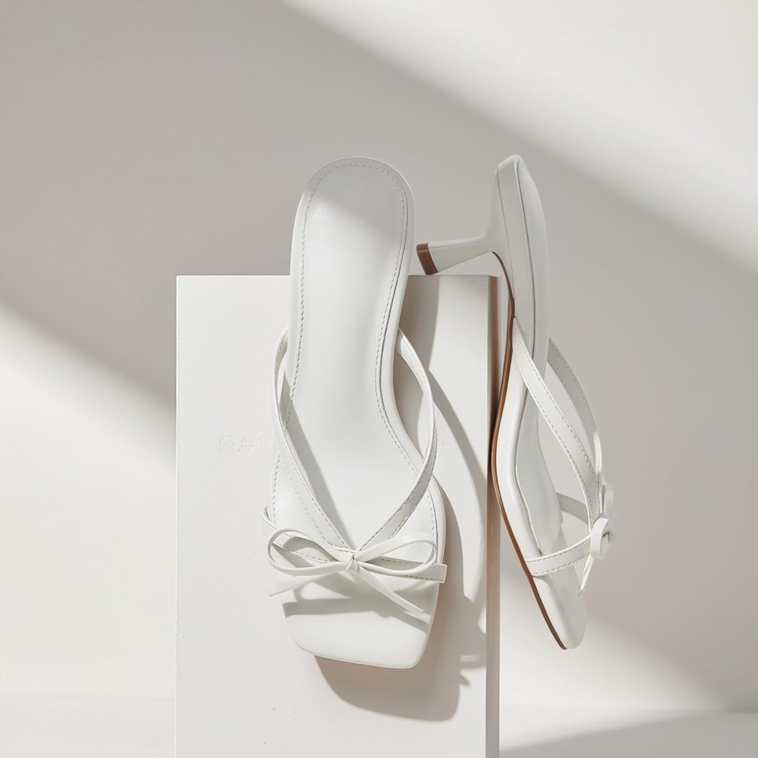 VIMISAOI Women's Bow Knot Strappy Kitten Heels Square Open Toe Slip On Mule Heels Sandals Comfortable Dress Shoes for Party Wedding - Image 6