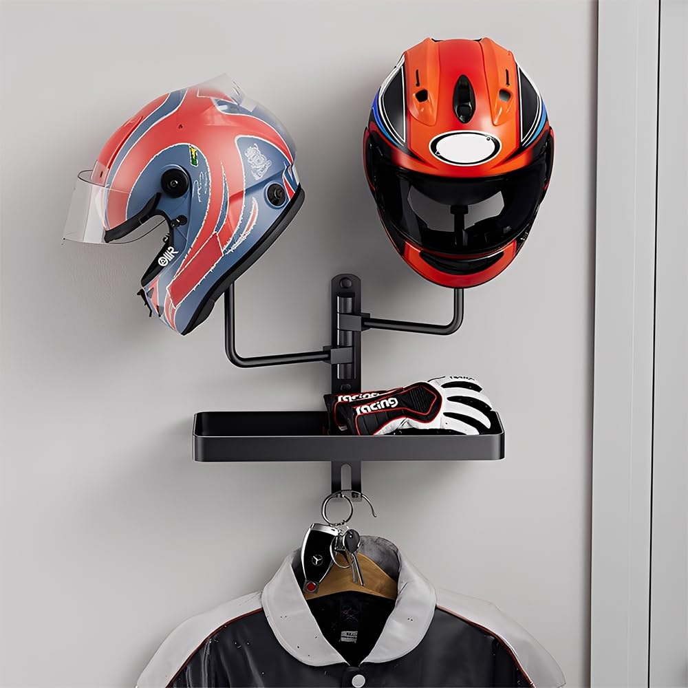 HOVCEH Motorrad Garderobe, Helmhalterung Wand mit 2 Stück Ball, Drehbar Motorradhelm Halterung, Motorradzubehör für Helme, Bekleidung, Handschuhe : 