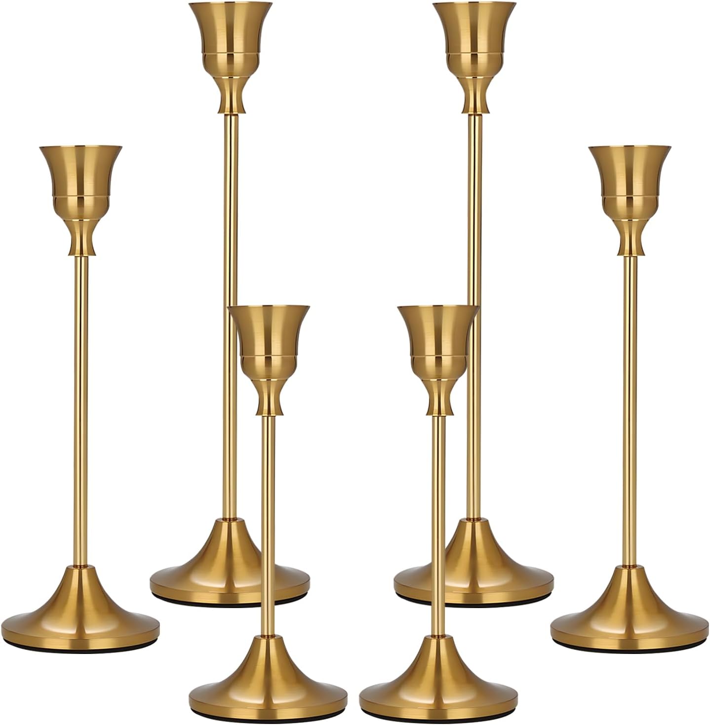 Candle Holder Brass Gold Candlestick Holders Set of 6, Metal Taper Candle Holders for Table Centerpiece Fits 3/4 inch Candles, Tall Candle Stands for Halloween Thanksgiving Christmas