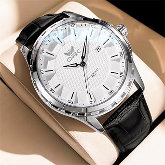 OPK Wristwatch, Men's, Quartz, Simple, Popular, Fashionable, Stainless Steel, Waterproof, Classic, Date, Luminous, High School Student, Company, Gift White