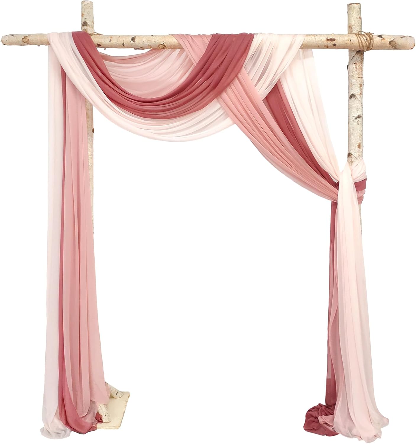 3 Panel Wedding Arch Draping Fabric, Dusty Rose Chiffon Backdrop Curtain Sheer Draping Fabric for Ceremonies, Parties, Festivals, Stage Decorations (30" x 20ft)