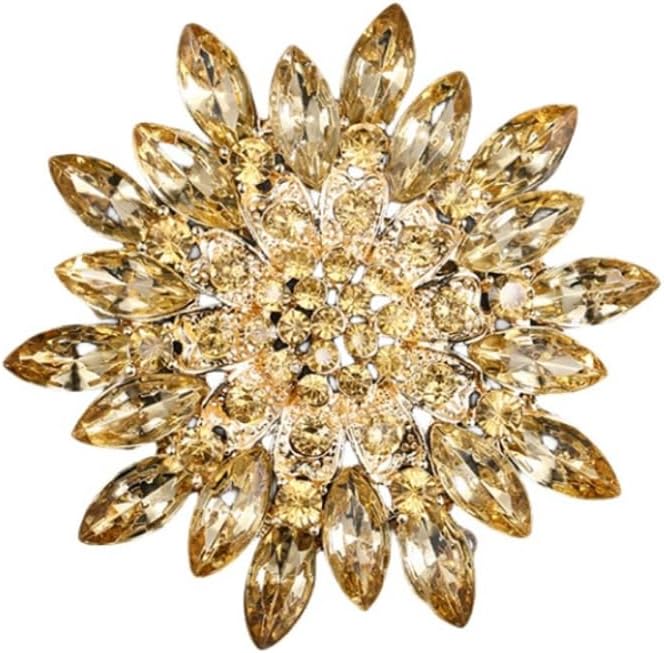 Rhinestone Flower brooch Pin Large Crystal Flower brooch Lapel Pins Wedding Party Birthday Dance Banquet Dress Suit Ceremony Clothes Hat Bag Accessories Jewelry for Women