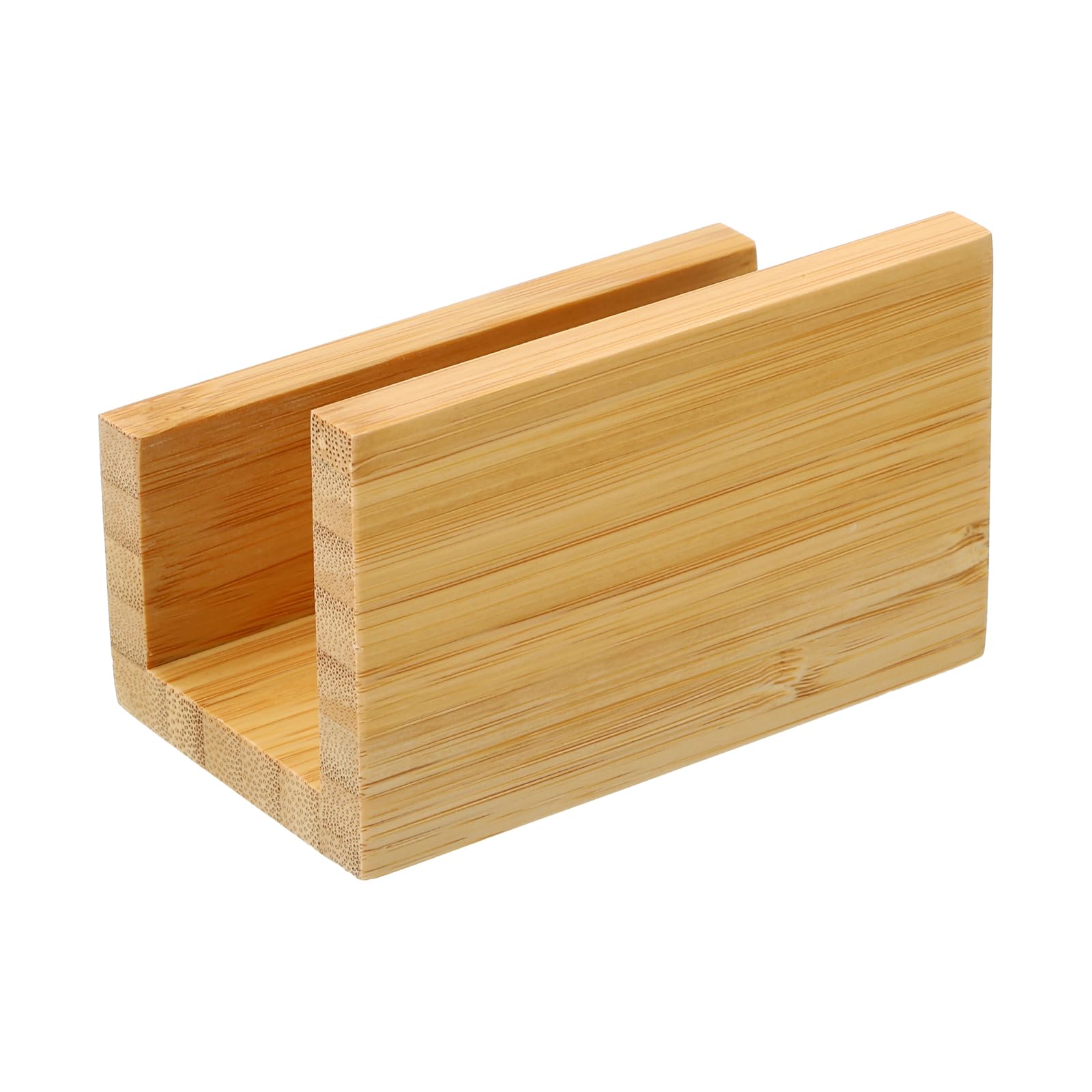 PATIKIL Business Card Holder for Desk 2Pcs Bamboo Wood Business Card Holders Wooden Card Stand Organizer Cards Display for Office Exhibition Brown - Image 3