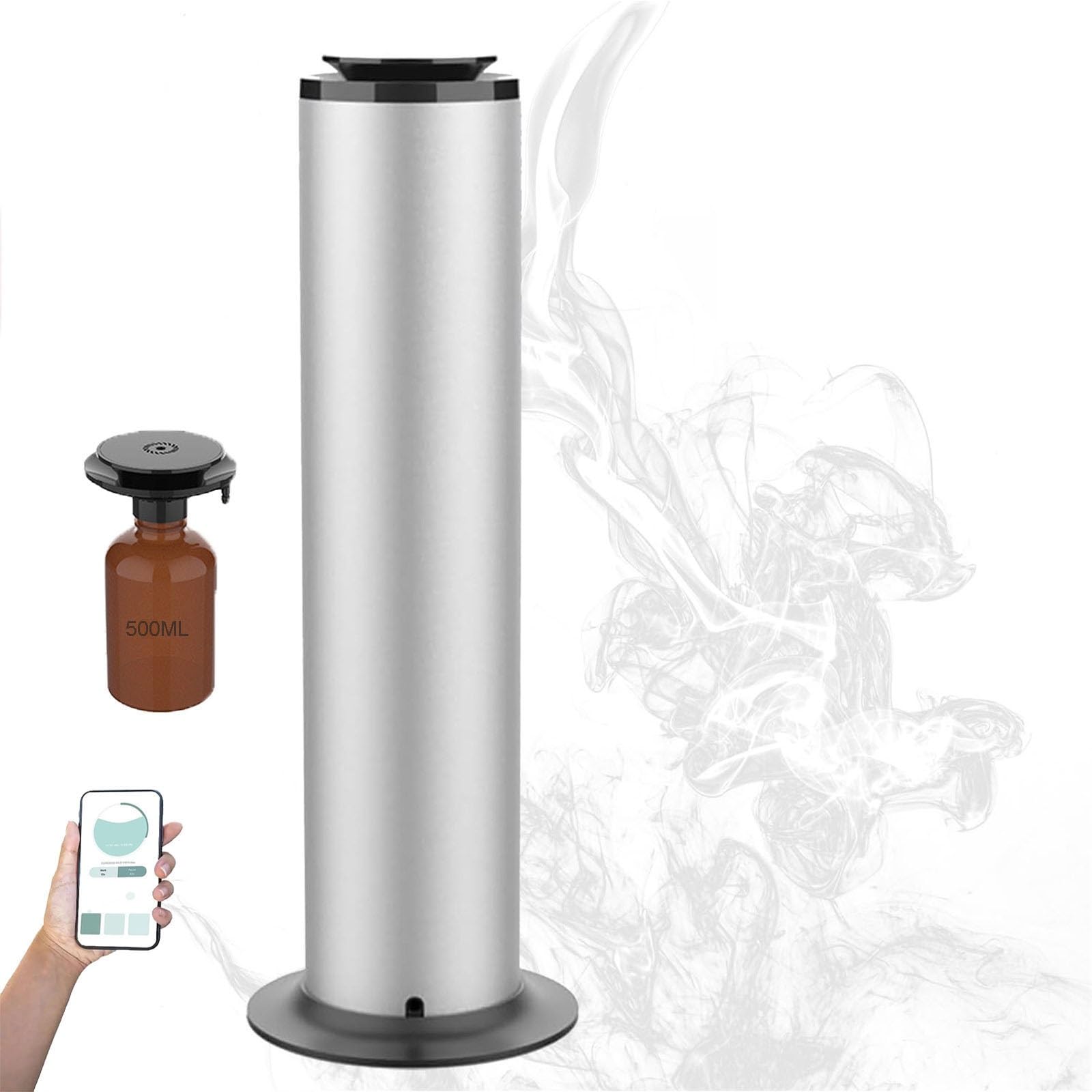 Diffusore Di Oli Essenziali Per La Casa Con Flacone Da 500Ml, Per Ufficio, Ristorante E Hotel. Diffusore Di Fragranze Per La Casa Con Controllo APP(Silver)