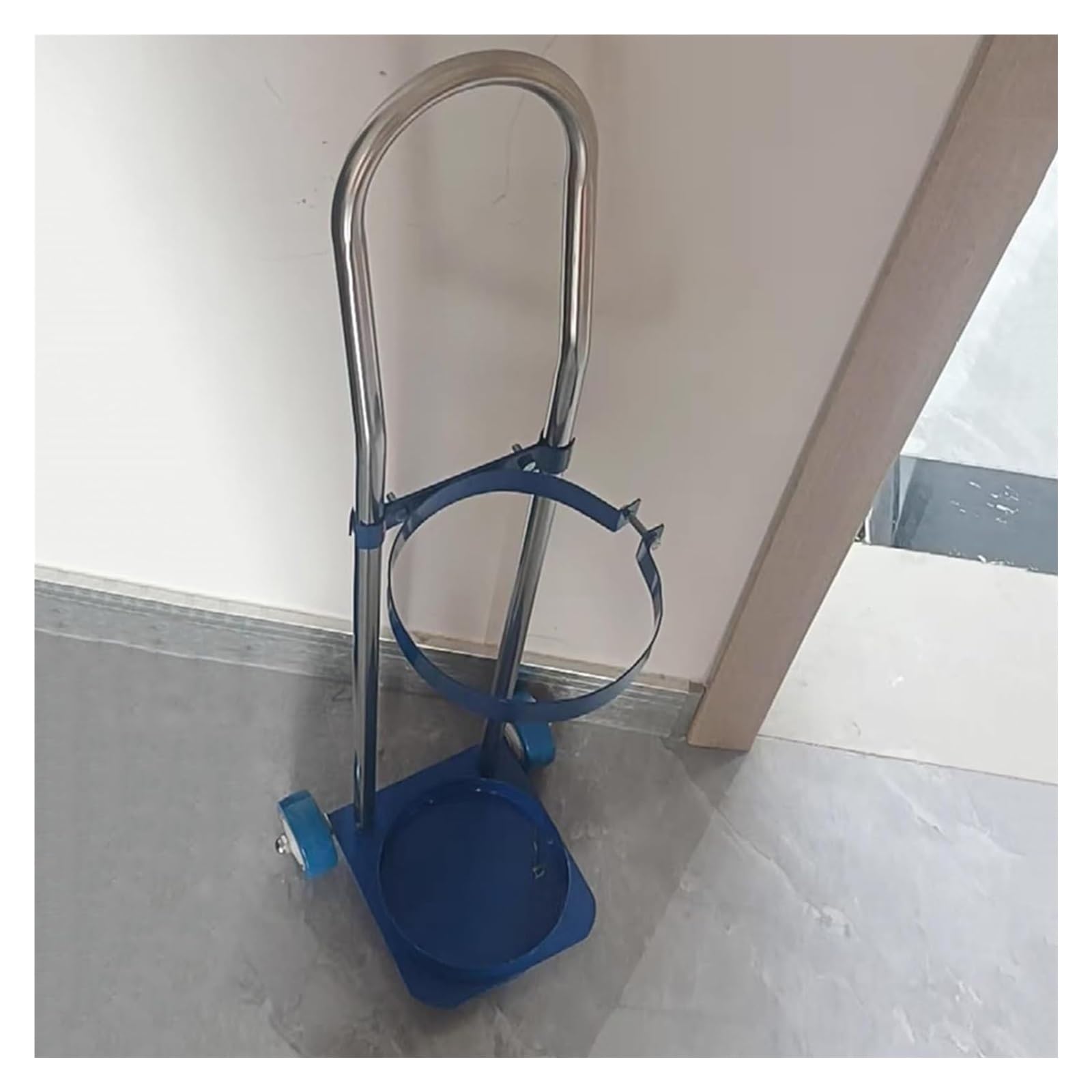 Genérico Wózek cylindryczny ze stali nierdzewnej z kołami, wysoki stojak do przechowywania gazu ze stali nierdzewnej, aluminiowy mobilny wózek tlenu medycznego, do użytku wewnątrz i na zewnątrz, (