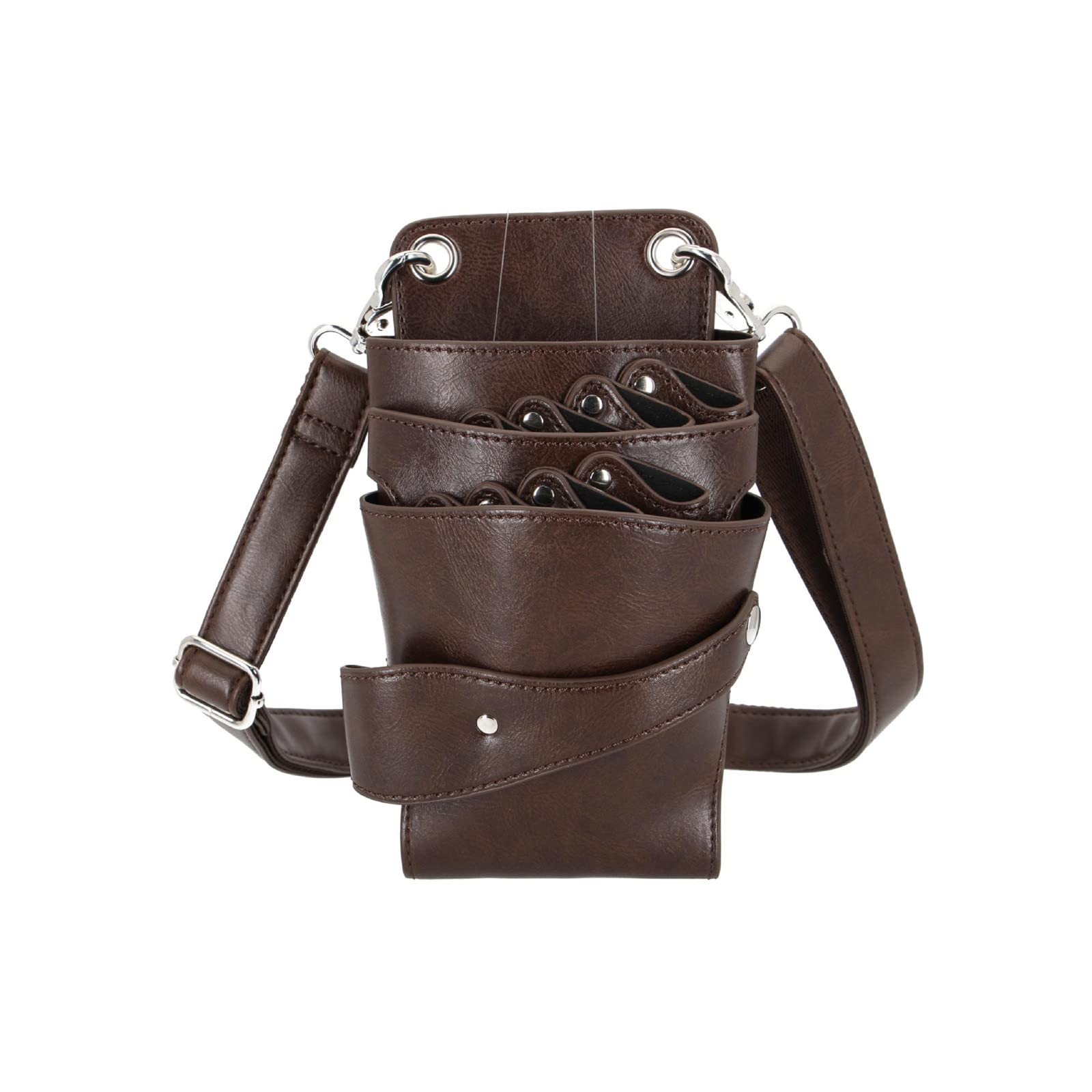 Etui na nożyczki kosmetyczne, Wielofunkcyjna saszetka na nożyczki fryzjerskie, pasek narzędzia, dla stylisty(Brown)