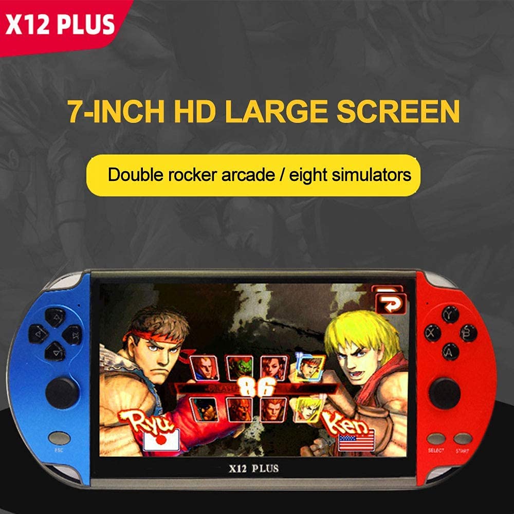 Deals Console da gioco palmare, X12 Plus integrata 10000 giochi, 16 GB Retro Game Console da 7 pollici HD schermo, supporto console per videogiochi PSP/GBA/GBC/FC/SFC