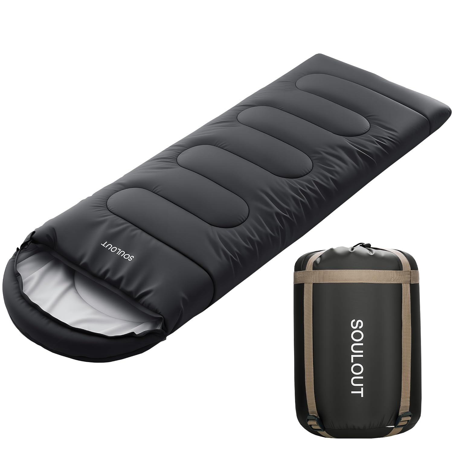 3-4 Season Sleeping Bag for Adults & Kids, Lightweight Warm Cold Weather Camping Bag with Waterproof Compression Sack – Portable for Hiking,