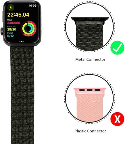 Miniatura 3 de IFCASE Paquete de 2 brazaletes deportivos de nailon para Apple Watch de 1.929 in 1.811 in 1.772 in 1.732 in 1.654 in 1.614 in 1.575 in iWatch Series